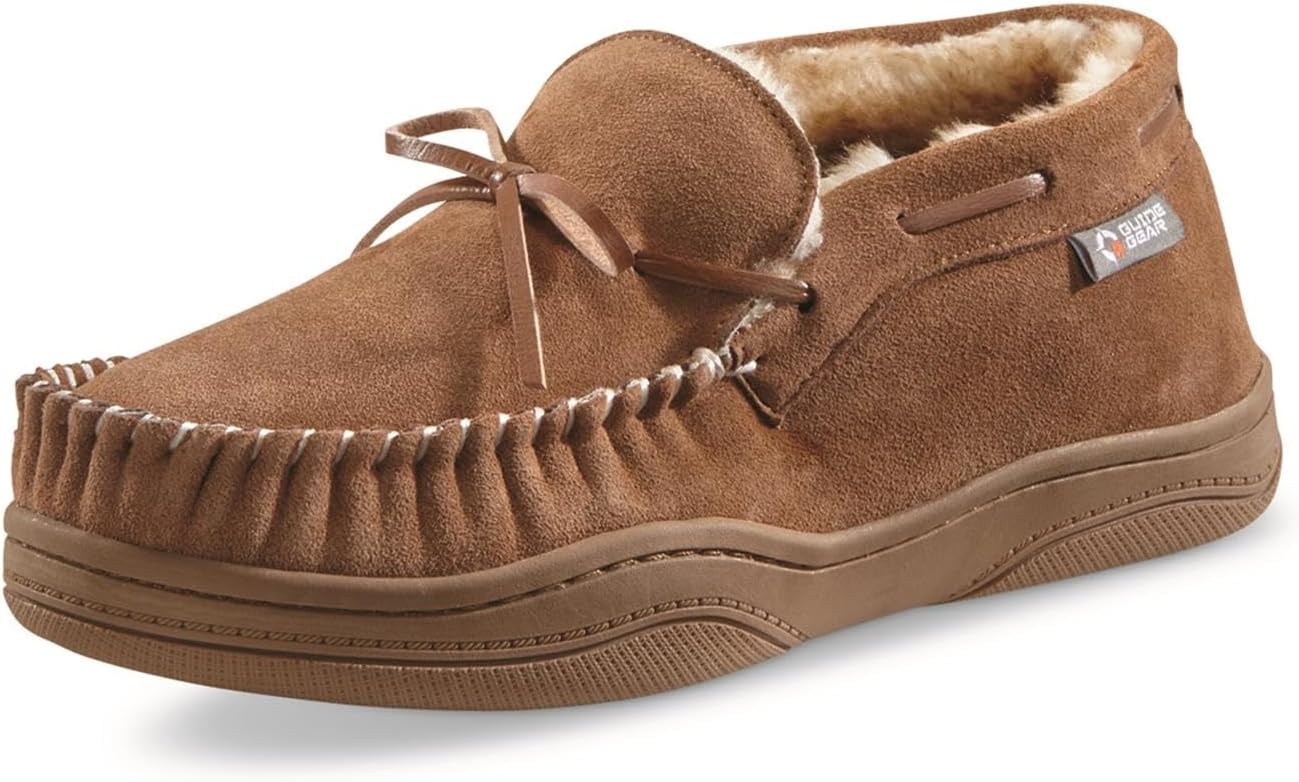 Guide Gear Men’s Moccasin Slippers Suede Chukka, Indoor and Outdoor Bedroom House Slippers - Image 2