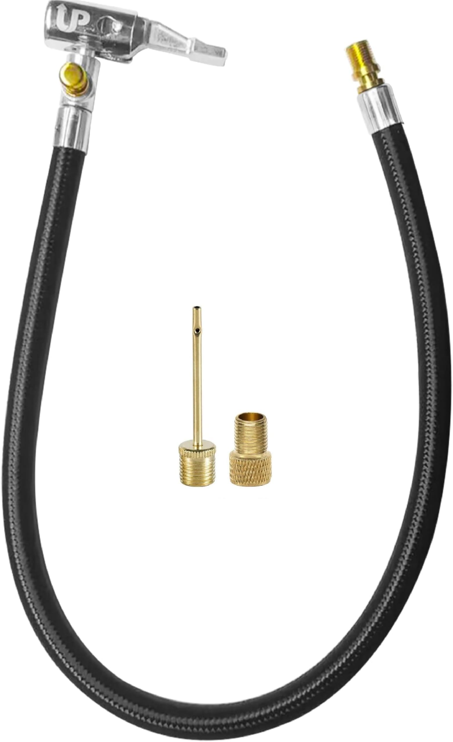 Quick Air Release Extention Replacement Hose for Tire Inflators | Portable Air Compressor | Tire Valve Air Chuck Lock | Air Tire Inflator Pump Hose | Presta Valve + Ball Needle (10''/25.4cm)