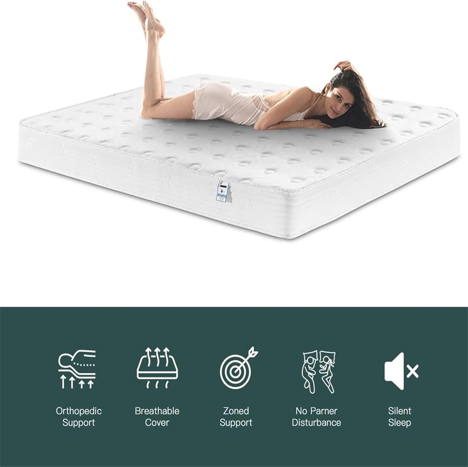 Good Nite Small Double Mattress 8 Inch Pocket Sprung Memory Foam 4FT with Breathable Foam and Luxurious Jersey Knitted Fabric Medium Firm Bed Mattress Fire Resistant 120x190cm image 5