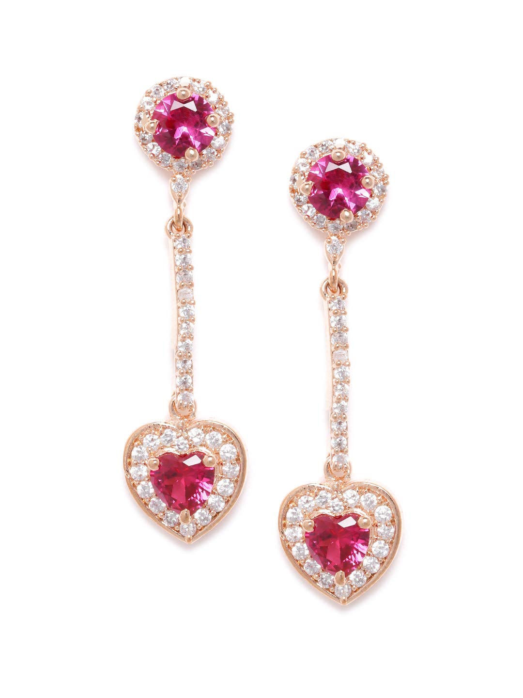 Zaveri Pearls Pink Cubic Zirconia Contemporary Brass Heart Dangle & Drop Earring For Women-ZPFK9519 (B08F575FW3) Amazon Price History, Amazon Price Tracker