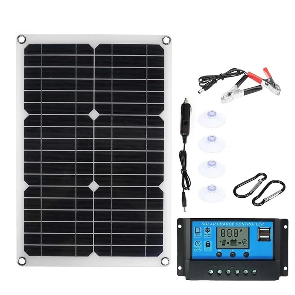 Cargador de panel solar de 1200 W con controlador de 100 A, placa solar de carga de celdas de 12 V con doble USB for autocaravanas, yates(With 100A Controller)