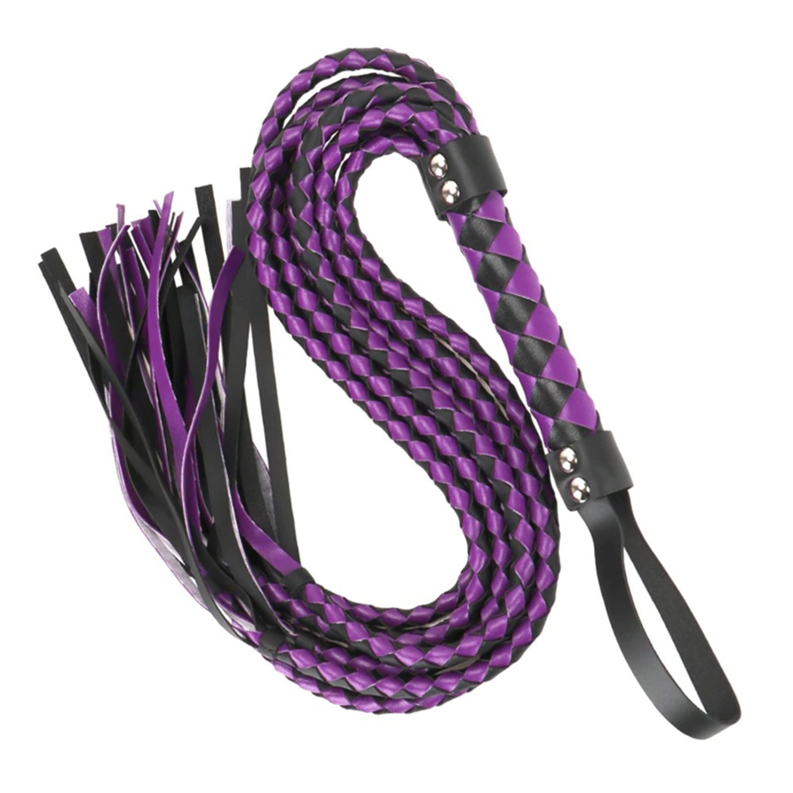 Paire de fouets assortis en cuir serpent | Fouet tressé Kinky Gear - France