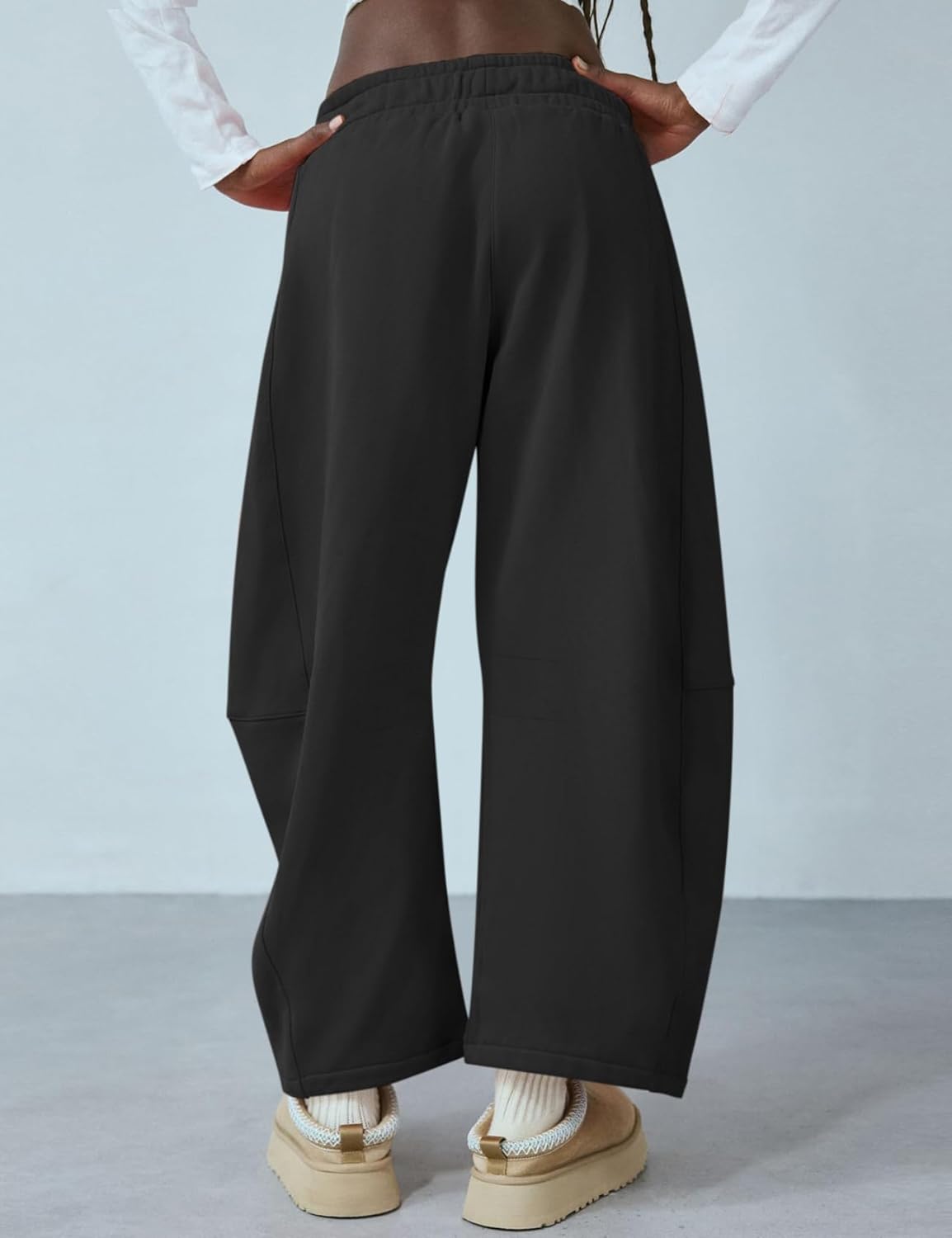 HeSaYep Women's Barrel Leg Ankle Sweatpants Drawstring Wide Leg Lounge Pants Baggy Casual Cotton Sweat Pants with Pockets - Image 5