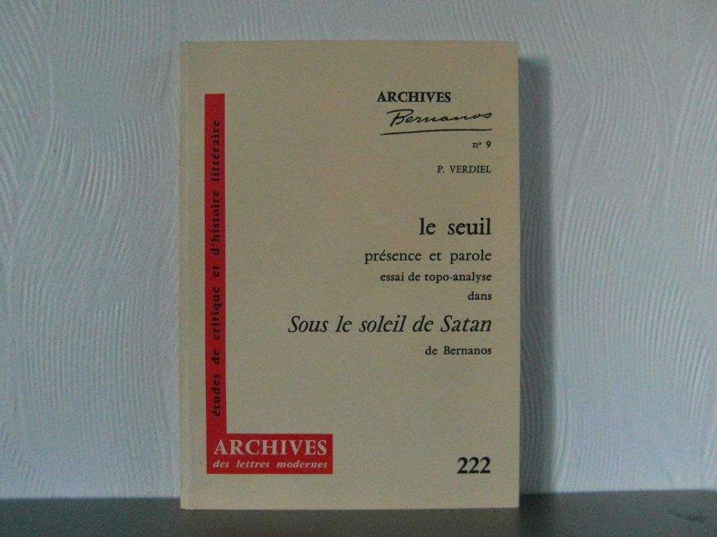 Amazon.co.jp: Le seuil - présence et parole : essai de topo-analyse