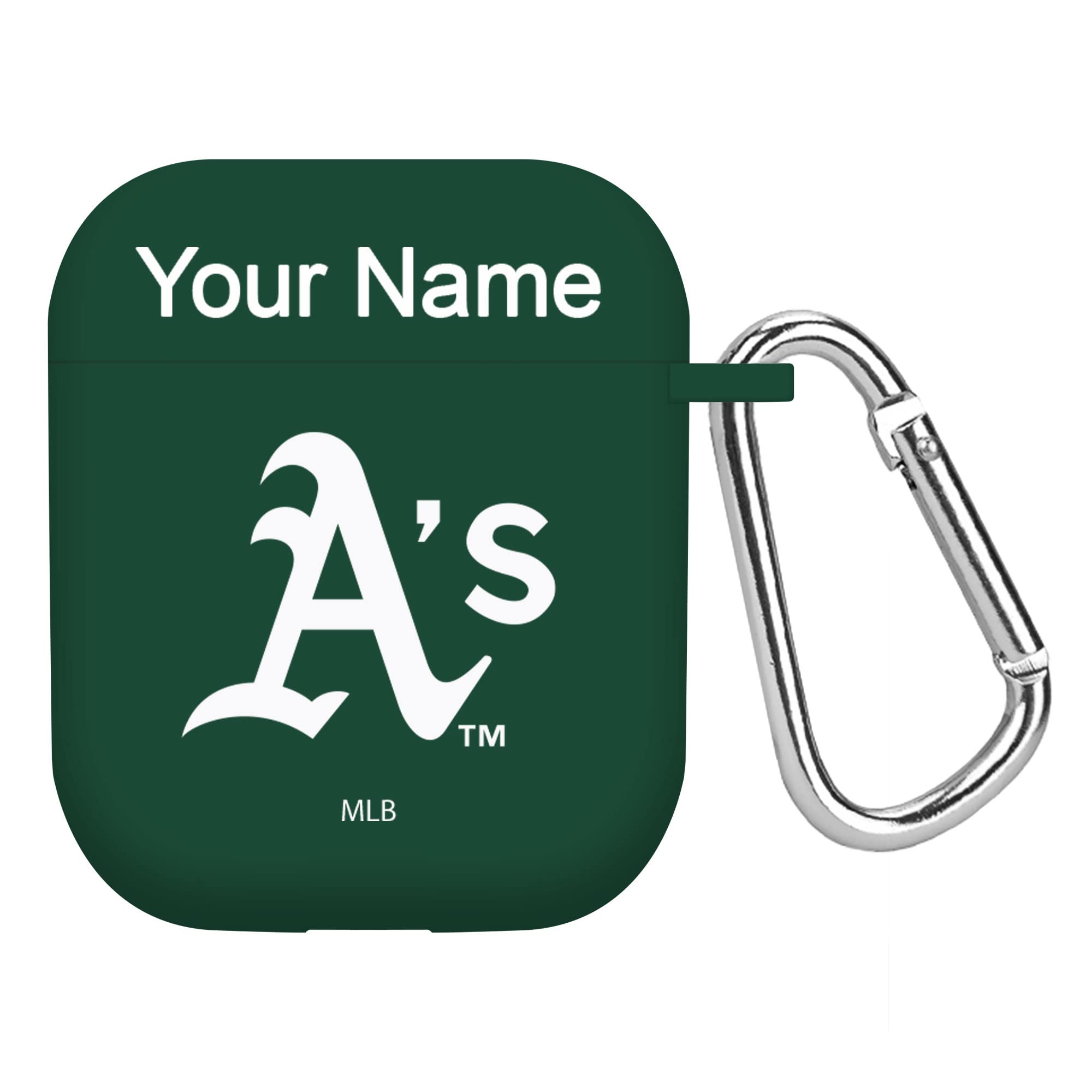 GAME TIME Oakland Athletics HD Custom Name Case Cover Compatible with Apple AirPods Gen 1 & 2 Battery Case (Green)