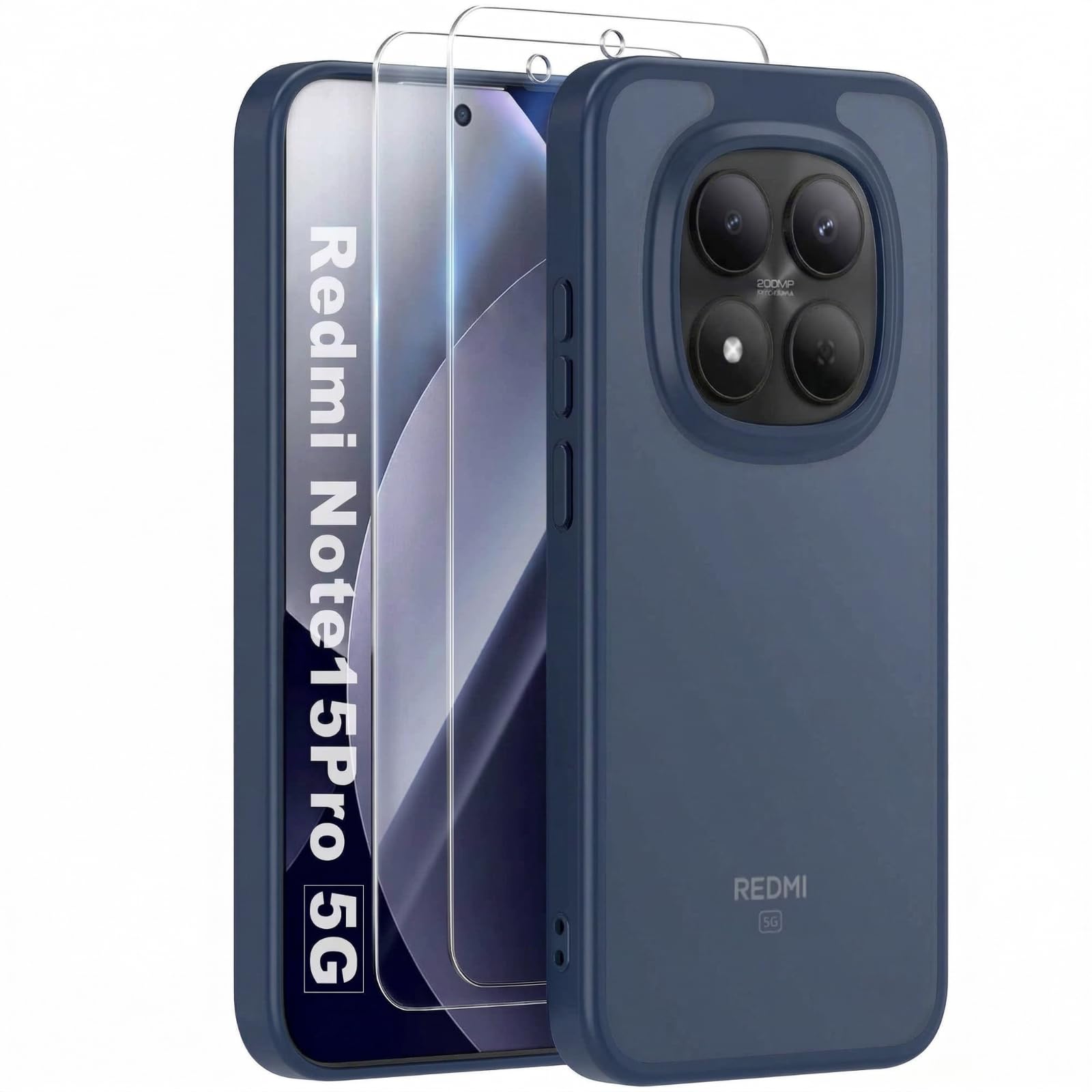 MOONESS Matte für Xiaomi Redmi Hülle mit 2 Schutzfolie, Kratzfest Transluzente Rückseite Vollständiger Kameraschutz Dünn Handyhülle