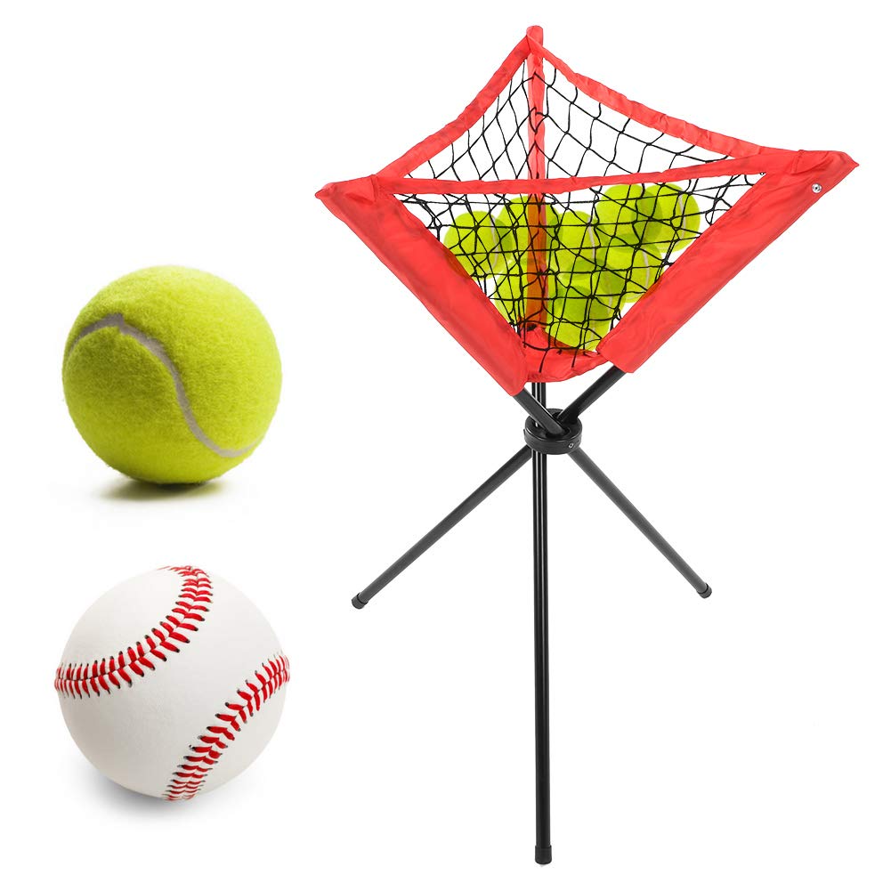 Socobeta Bolsa de Red Triangular Portátil para Práctica de Bateo de Béisbol y Softbol con Soporte para Trípode Rojo