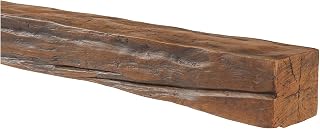 AZ Faux Old English Burnished Faux Wood Fireplace Mantel - Lightweight 48" Rustic Floating Beam Shelf with Mount Kit