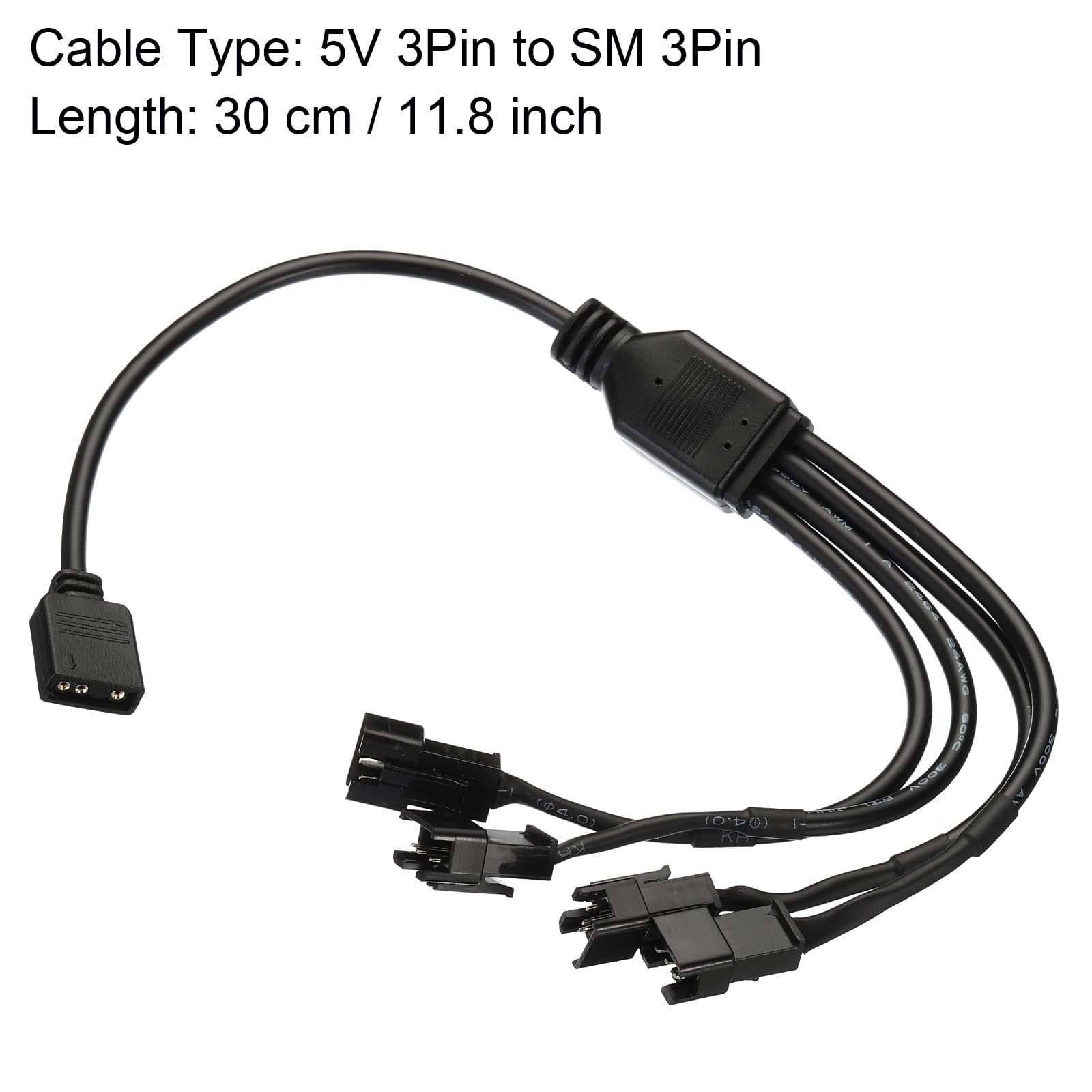 Xiatiaosann Cavo sdoppiatore LED ARGB, cavo sdoppiatore RGB indirizzabile a 3 pin 5 V con connettore maschio 4 x SM 3 pin (tipo da 1 a 4, confezione da 2