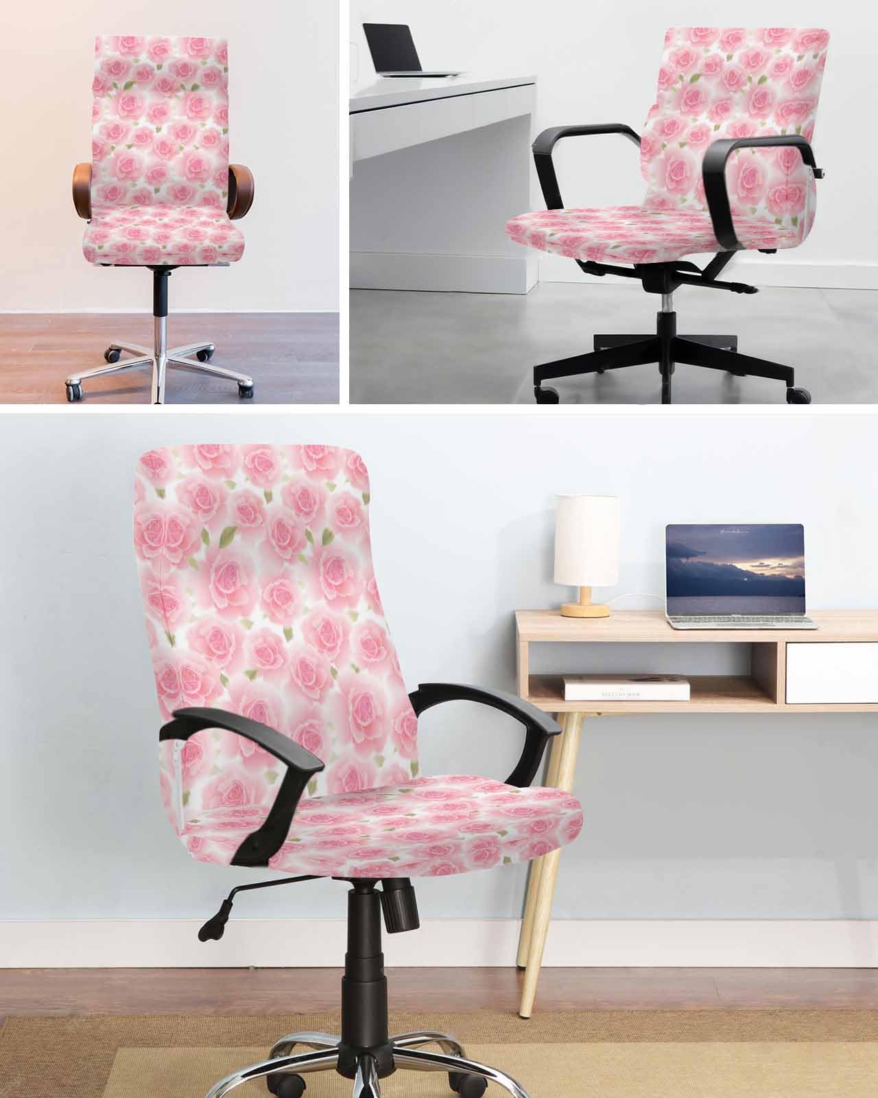 FKELYI Floral Butterfly Print Office Chair Cover Computer Chair Covers Removable Chair Protector Slipcover Stretch Fabric Boss Chair Covers Home Offi