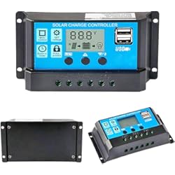 Y&H Controlador de carga solar 20A 12V/24V Controlador de panel solar Regulador inteligente con puerto USB dual 5V Luz temporizador Control pantalla LCD