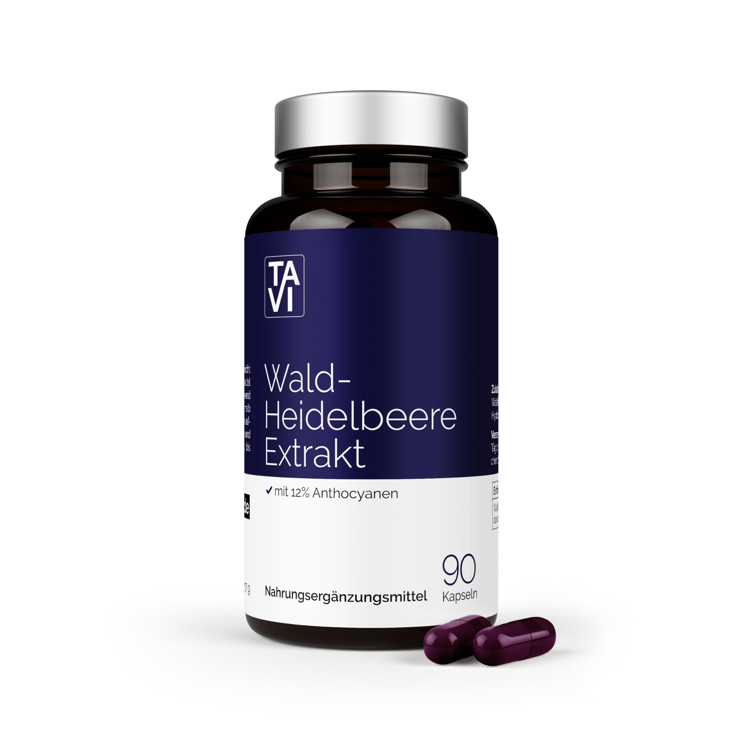 TAVI® Wald-Heidelbeeren Extrakt 15:1 • 90 Kapseln ohne Zusatzstoffe | Mit Flavonoiden (Anthocyane) • Wildheidelbeere • Hergestellt und laborgeprüft in Deutschland