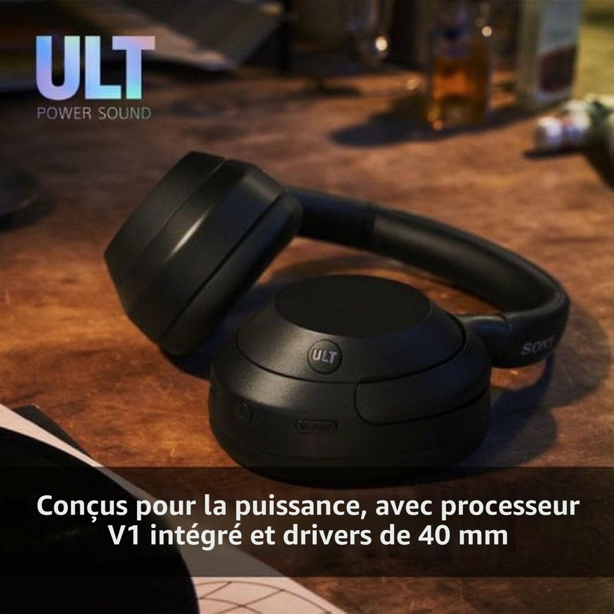 Sony ULT Wear - Casque sans Fil Bluetooth avec ULT Power Sound, Basses Profondes, réduction de Bruit, qualité d'appel Claire, Gris Forêt (Reconditionné)