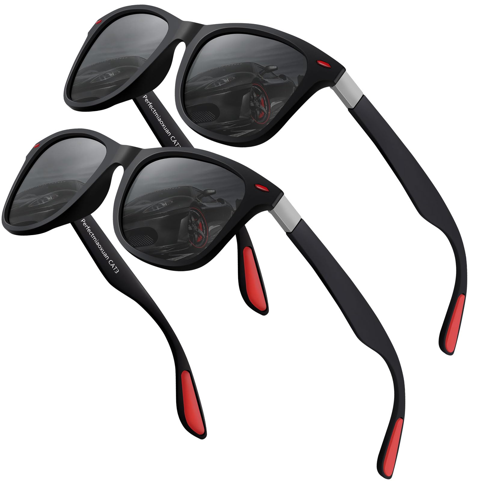 Perfectmiaoxuan Sonnenbrille Herren Damen Polarisiert UV Schutz,Vintage Klassisch Elegant Brillengestell,HD-Pilotobjektive,Golf Autofahrer Angeln Reisebrille Mode Sportbrille