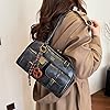 Handtasche Damen PU Leder Schultertasche Y2K, Arbeitstasche Tragetasche Damen Vintage Umhängetasche Klein Handtasche mit Mehreren Taschen, Doppeltasche Schultertasche Bogen Reisen Arbeit (Schwarz) #4