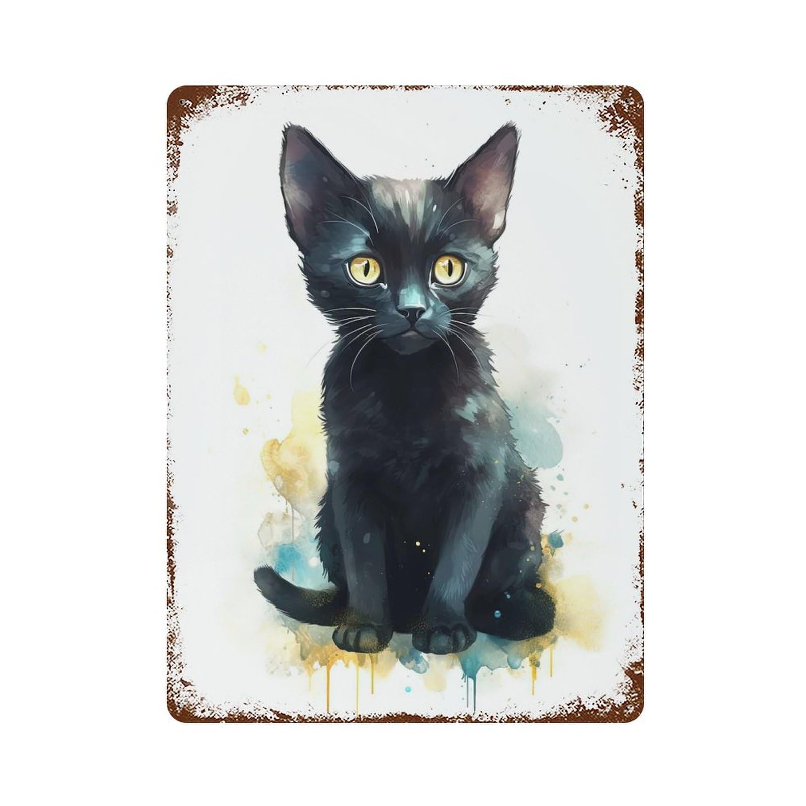 Watercolor Bombay Cat Baby 15.7"x11.8" Vintage Rust Metal Sign, Novelty Wall Decor for Living Room, Hallway And Home Decor
