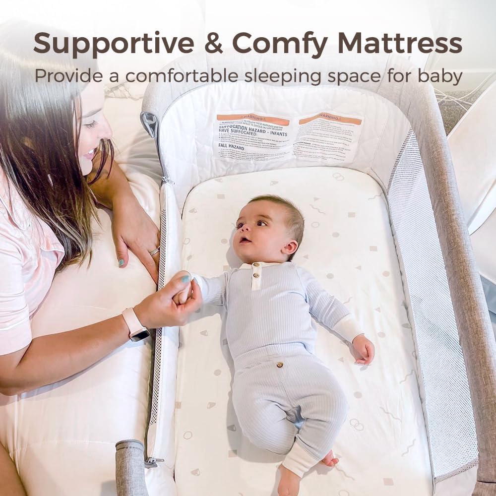Baby lying on supportive mattress inside Papablic Anio Bassinet