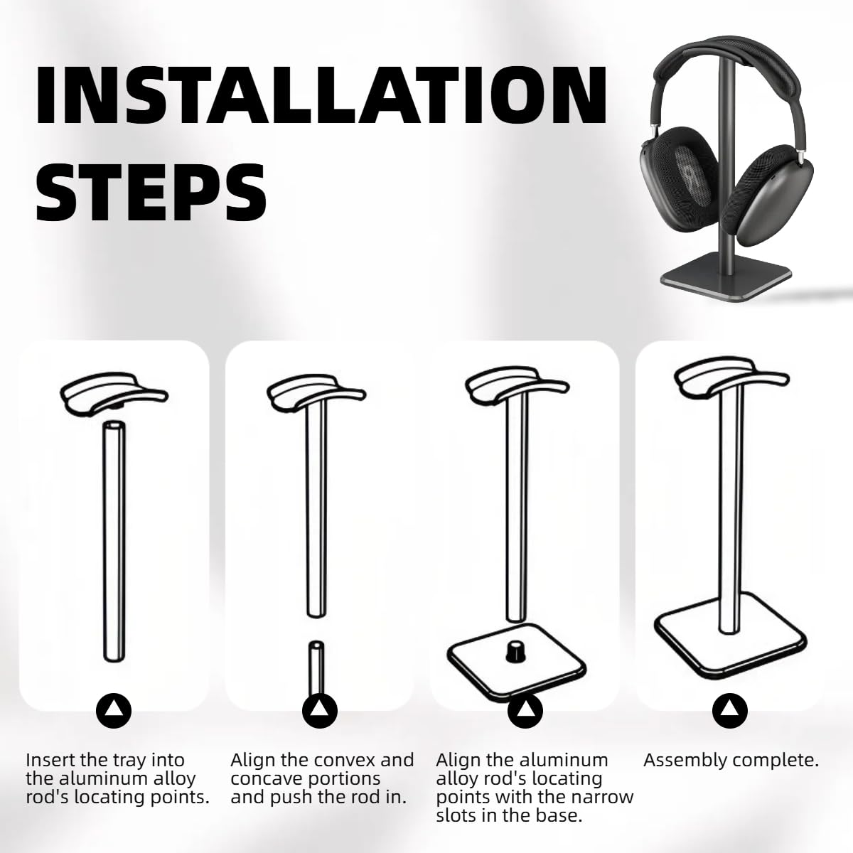 Kiuiom Abnehmbare Kopfhörer Ständer,Kopfhörerhalter,Kopfhörer Halterung Schreibtisch,Headset Ständer,Gaming-Headset-Halter mit TPU Rutschfestem Silikon für Alle Kopfhörergrößen (Schwarz)