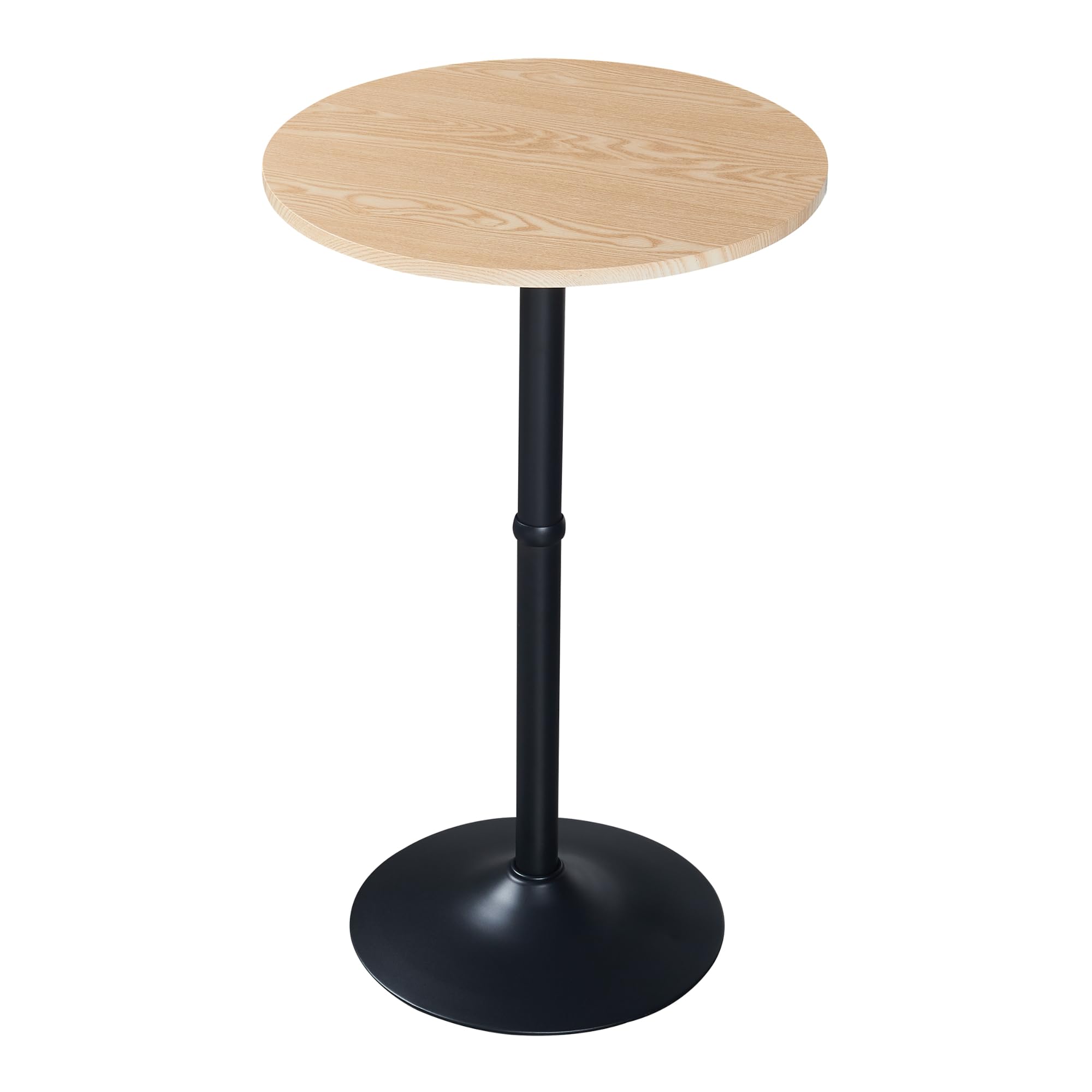 [en.casa] Mesa de Bar Bistró Vantaa con Tablero Redondo Mesa Alta con Base Redonda Acero 100 x Ø 60 cm - Efecto Roble y Negro