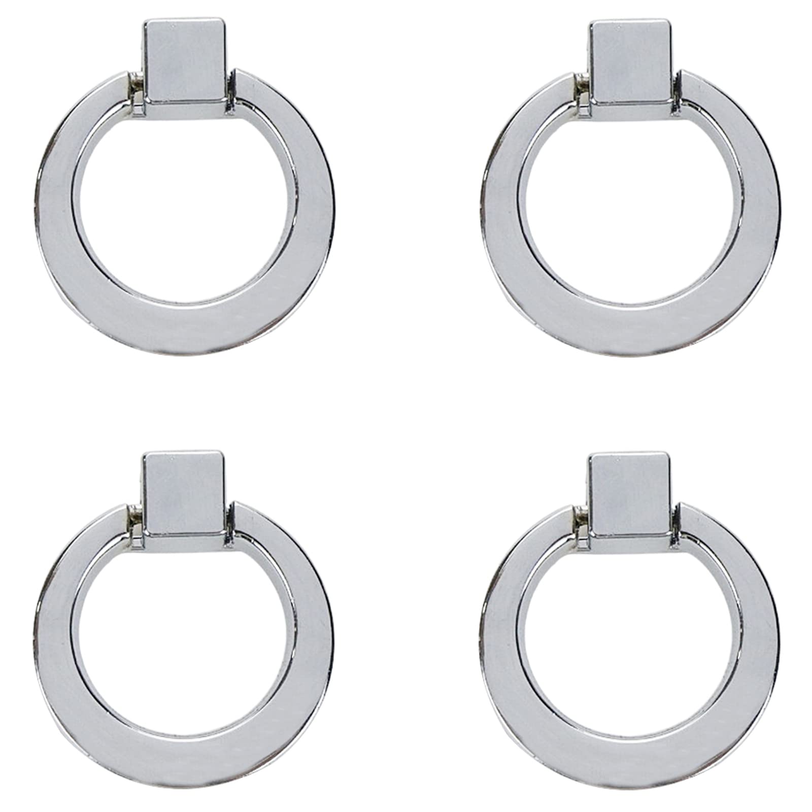 Xiaoyztan4 Sets 1.58-Inch Moden Cabinet Drop Ring Pull Knobs Drawer Knob Wardrob Cupboard Dress Pulls (Bright Chrome)