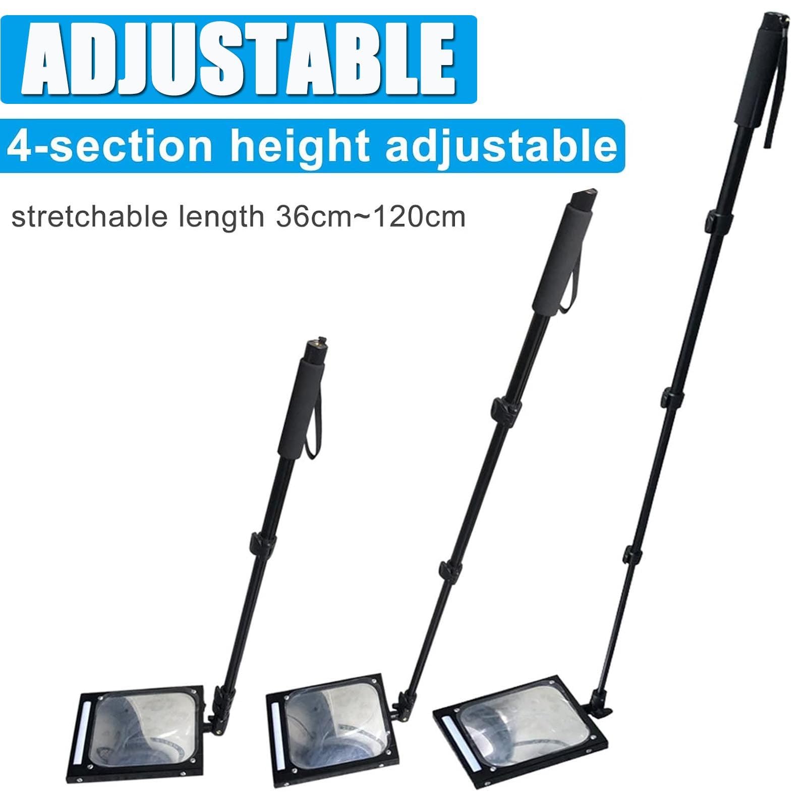 Espejo De InspeccióN para Coche Y Bajo El VehíCulo con Luz Led, Espejo AcríLico De 20 × 17 Cm, Espejos Convexos TelescóPicos con Varilla Ajustable 36 A 120Cm para ReparacióN Bajos. 1pcs