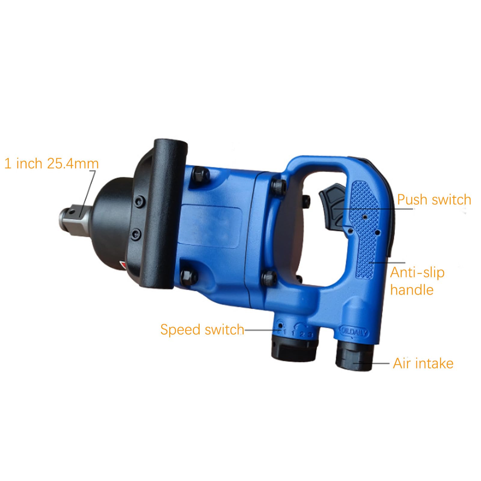 Llave de Impacto neumática, hasta 2800 N de par inverso, Llave de Impacto neumática de Alto par con Mango, presión de Aire de Trabajo: 6-10 kg/cm²