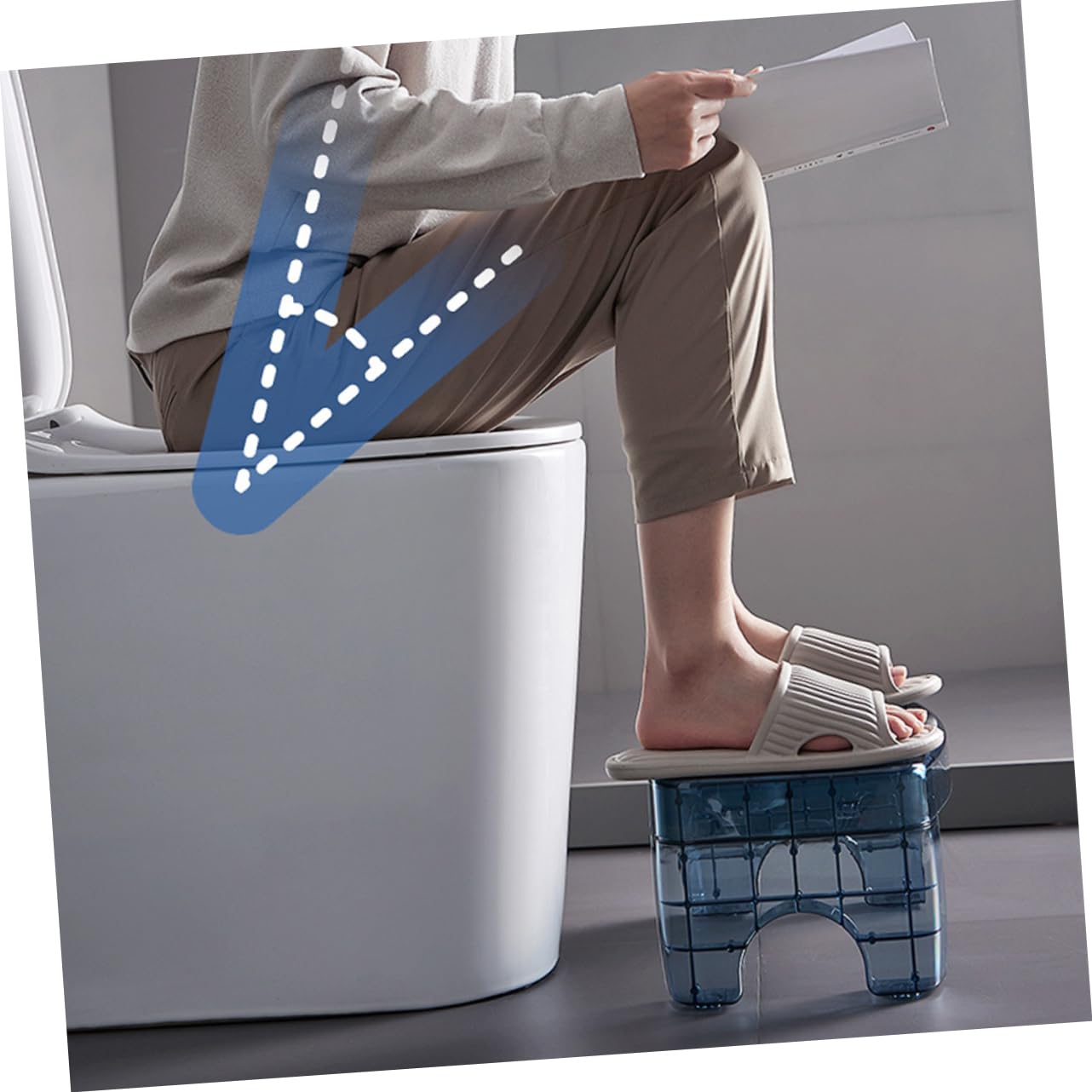 Taburete de Baño Antideslizante para Inodoro, Plástico Pet Azul