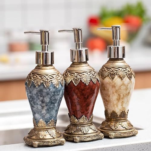 Miniatura 3 de Beaupretty Botella dispensadora de jabón retro de 10 onzas recargable para gel de ducha, contenedor de champú a prueba de fugas, soporte para baño