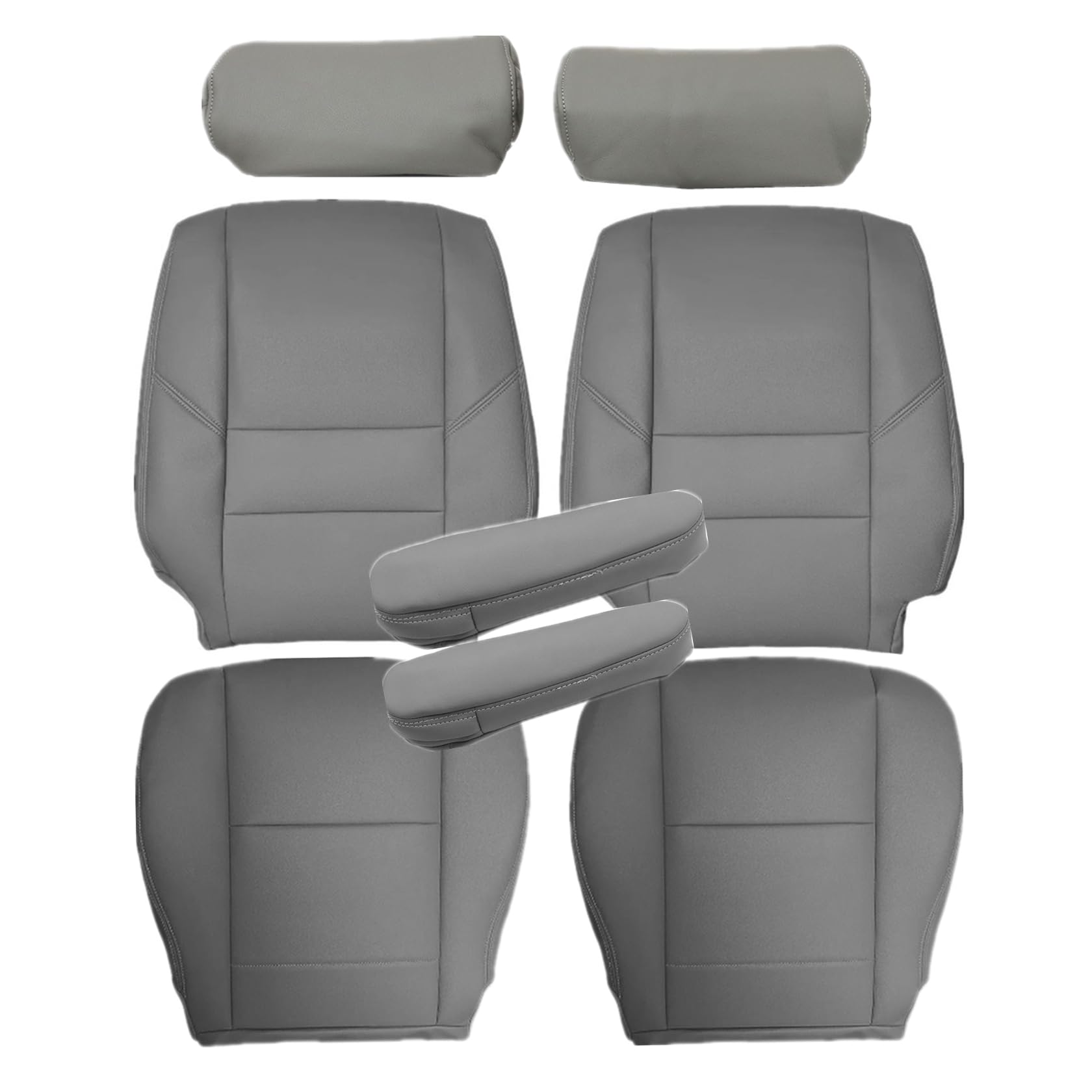 Photo 1 of FZJDSD Gray Microfiber Leather Front Bottom & Top Lean Back Seat Cover & Armrest Cover & Headrest Cover Replacement Compatible with Toyota Sequoia 2001 2002 2003 2004 2005 2006 2007