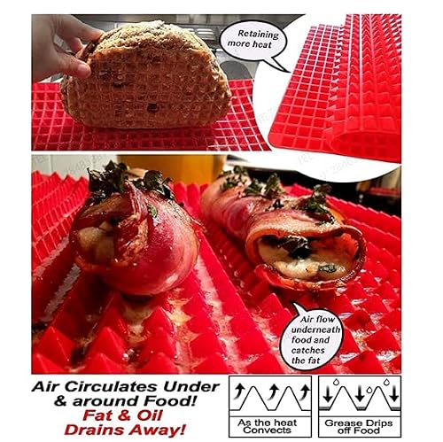 Non-Stick Silicone Baking, Pyramid Healthy Cooking Oven Mat Fat Red-2 Pack By Alpenkok (Black) #TOP5