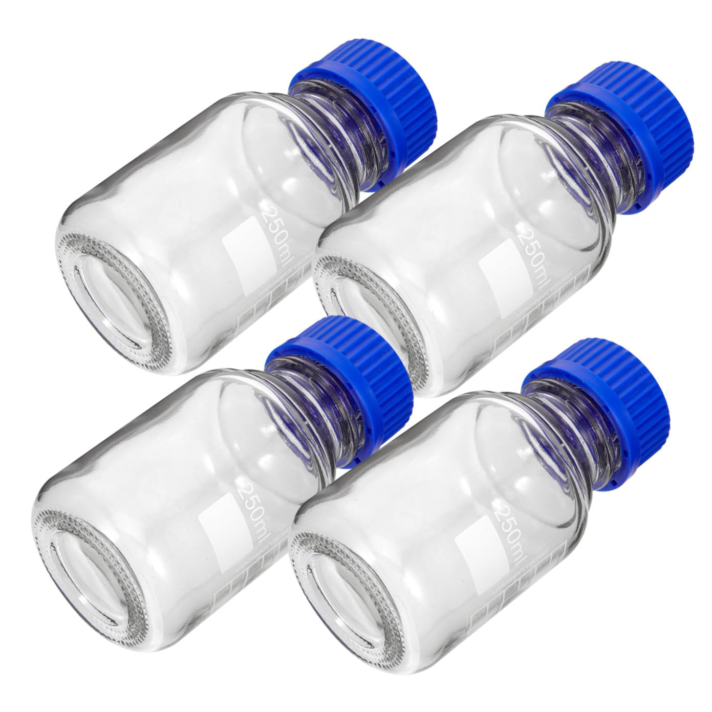 FRCOLOR 4 Stck Teiliges Glas reagenzflaschen Blauen Schraubverschlüssen Transparente Graduierte Laborflaschen für Flüssigkeits Probenlagerung Langlebig Auslaufsicher Wiederverwendbar