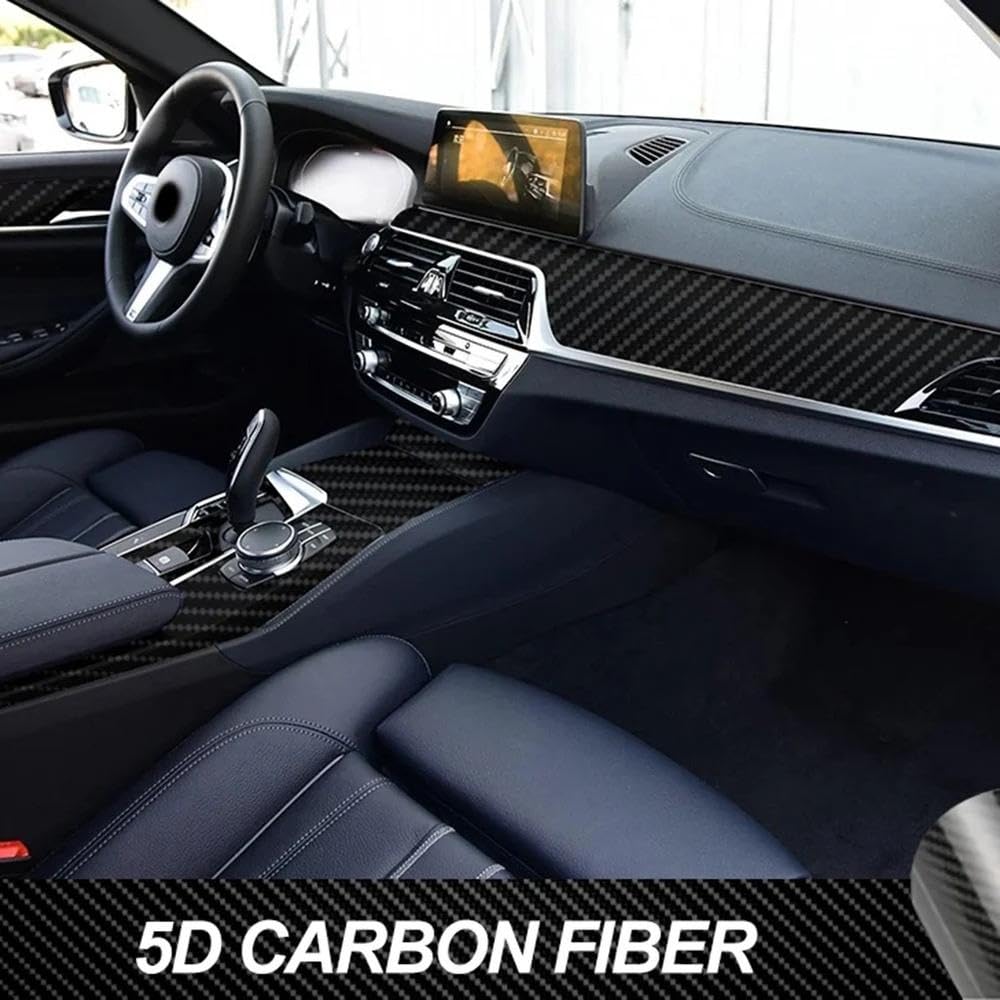 Autoschutzfolie Auto-Innenverkleidung, Schutzfolie, Dekoration, 5D-Carbonfaser-Vinyl-Aufkleber Für BMW 5er G30 G31 2018–2022 LHD