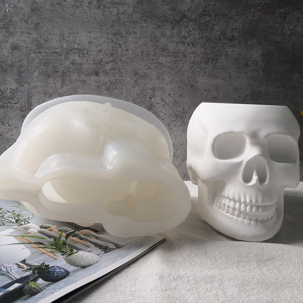 Dianzan Formy do świec na Halloween, 3D z trupią czaszką, formy silikonowe do doniczek na kwiaty