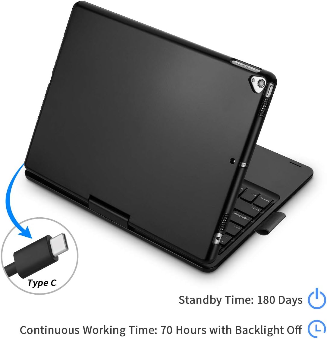 Best Cyber Deals 🔥 New iPad 9th Generation Case with Keyboard and Touchpad, Compatible with 10.2 inch iPad 9th / 8th / 7th Gen and 10.5 inch iPad Air 3rd Gen 2019/ iPad Pro 10.5-inch 2017, with Pencil Holder - Black