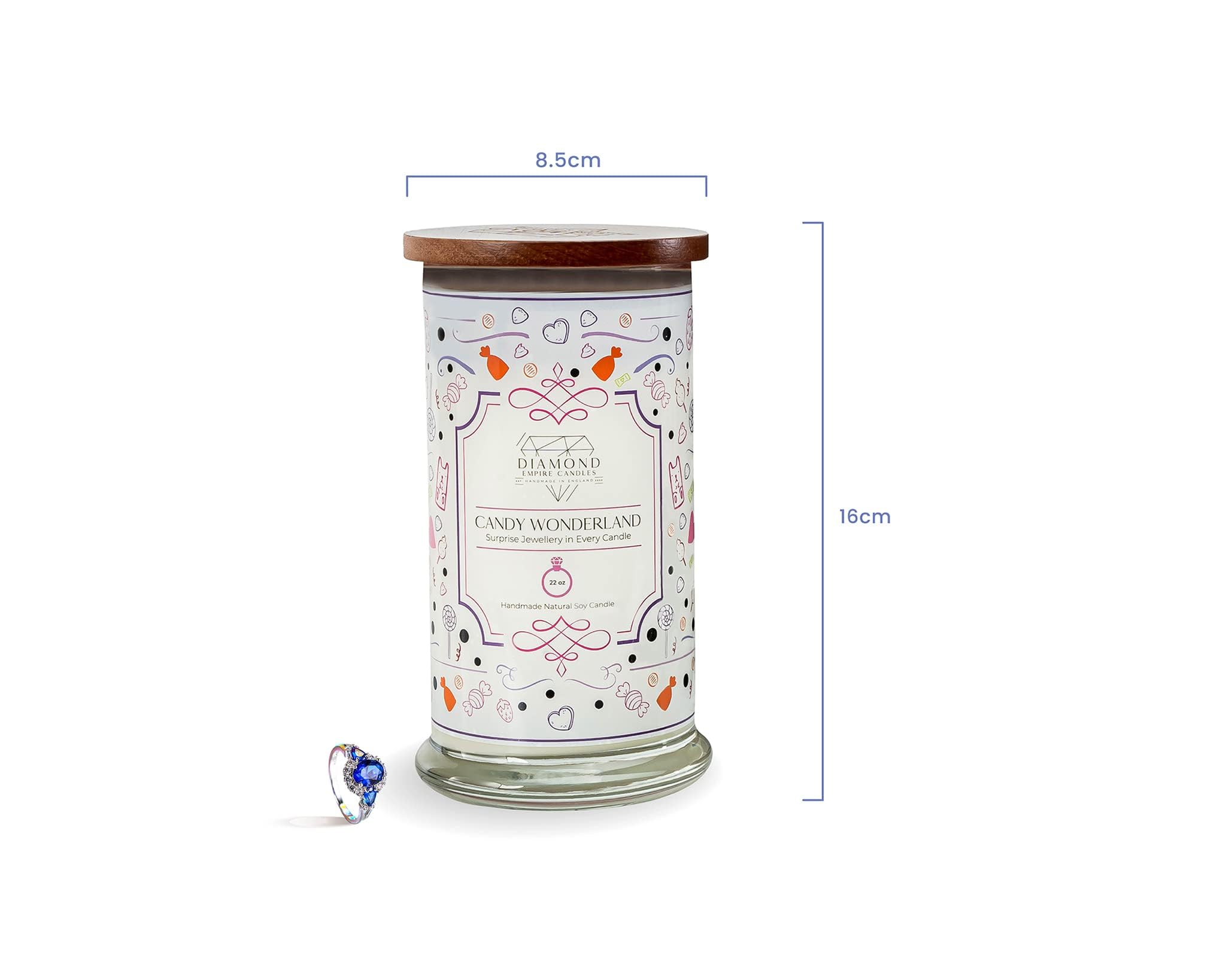 Diamond Empire Candele Candy Wonderland con gioielli a sorpresa all'interno (gioielli del valore fino a £2.500), candele altamente profumate, set regalo per anniversario, compleanno, matrimonio | 2