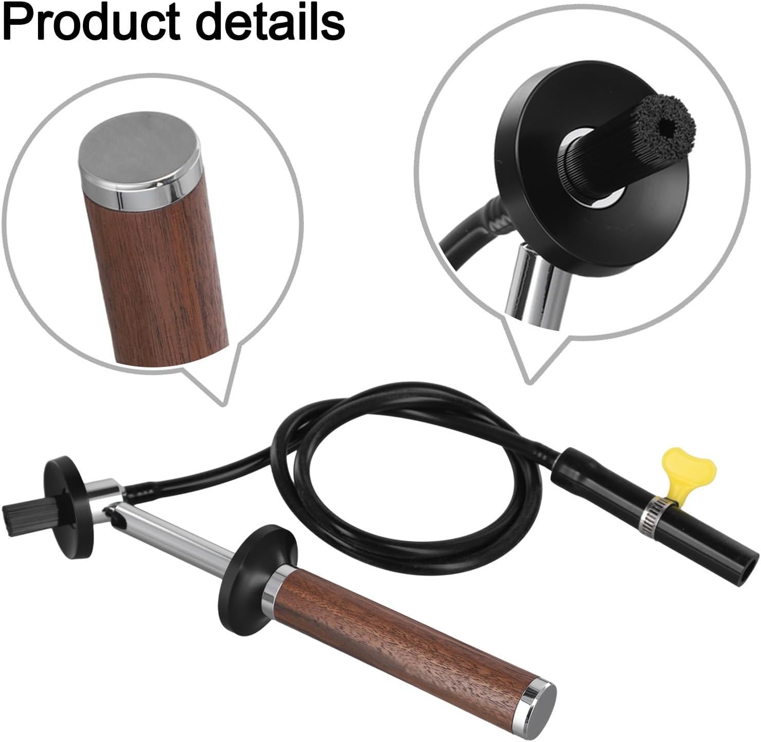 Espresso Cleaning Brush For Coffee Machine Steam Wand,Temperature Resistant Nylon Bristles, Solid Walnut Handle With Anti-Scalding, Silicone Vent Pipe, 26 Cm Steam Wand Cleaning Brush