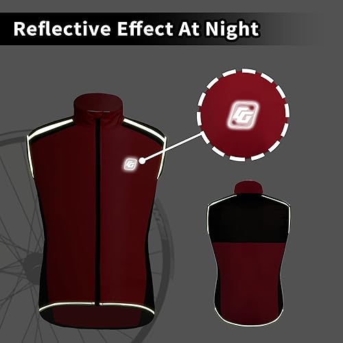Miniatura 6 de Chaleco de ciclismo para hombre, chaleco de correr altamente reflectante, resistente al viento, ligero, sin mangas, chaqueta deportiva al aire libre