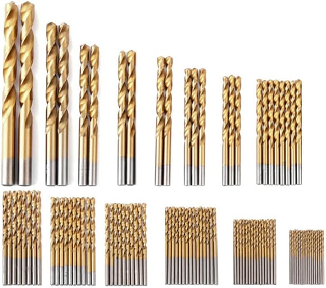 99PCS HSS Twist Drill Bit Set, Titanium Coated Drill Bits Size from 1.5-10mm for Metalworking, Woodworking, Plastic Hole Drilling