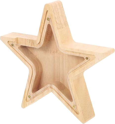Miniatura 1 de Zerodeko Hucha de madera para el hogar, alcancía para adolescentes, con forma de estrella, alcancía transparente para niños y niñas, bebé, primera
