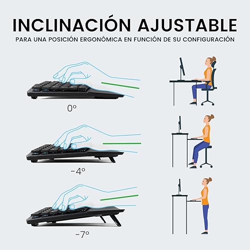 Miniatura 5 de Perixx PERIBOARD-335RD ES Teclado compacto mecánico ergonómico con Cable - Interruptores lineales rojos de perfil Bajo - Teclas programables -