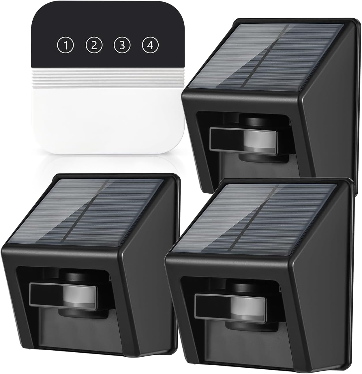 Wireless Driveway Alarms Solar Driveway Sensor Alarm Ring Chime Motion Detector Outside Weatherproof Long Range Burglar Alert 1 Receiver + 3 Sensors
