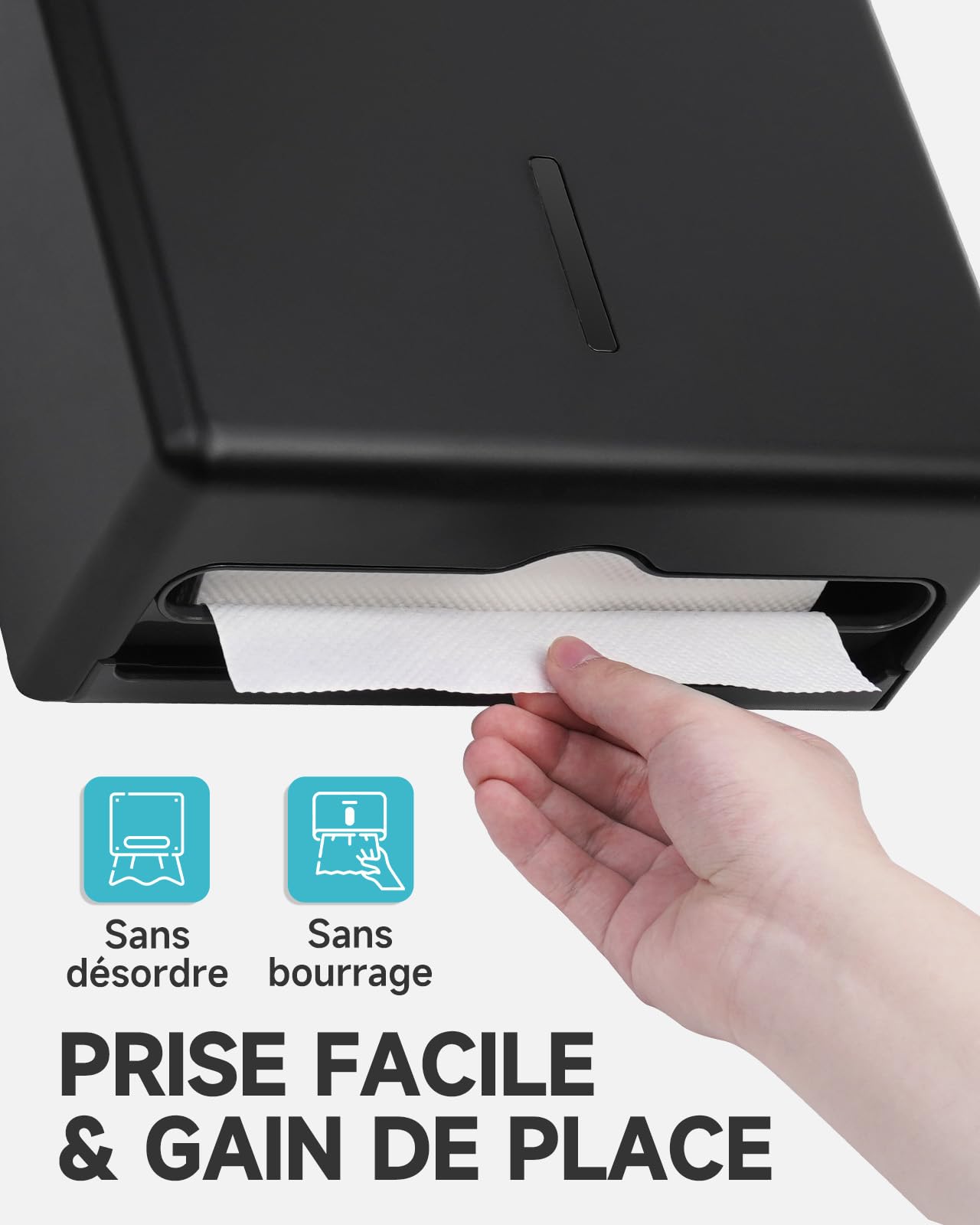 AIKE Distributeur De Serviettes en Papier Élargi, 400-Feuilles Mural pour H2, H3, Plié Z/V/C & Multifold (Taille ≤25,2 * 11,5cm), AK5302H