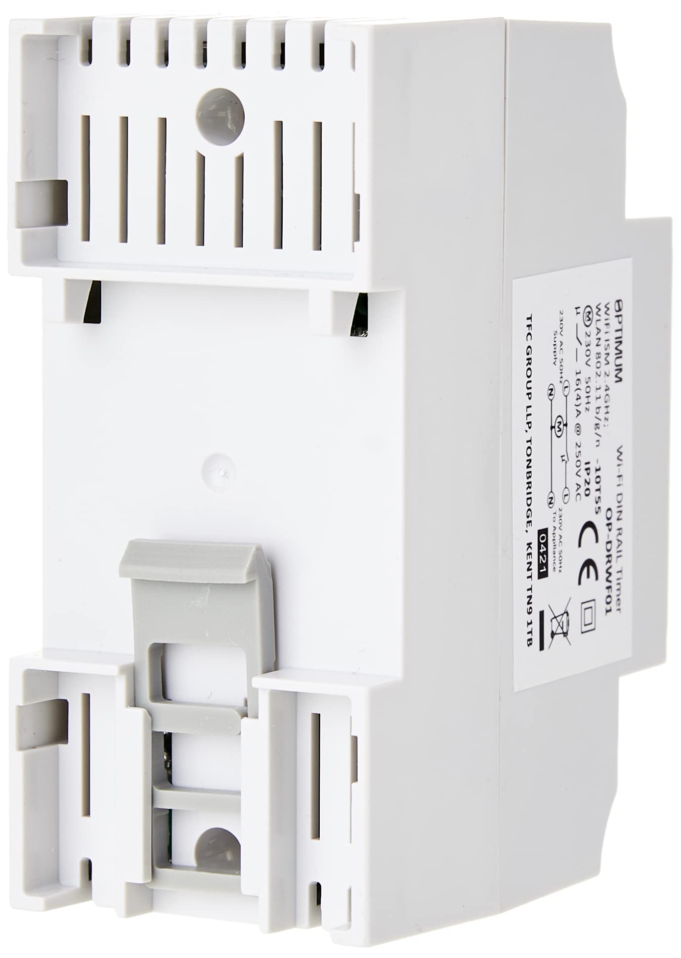 Optimum OP-DRWF01 Wyłącznik czasowy Wi-Fi na szynie DIN 230 V Biały