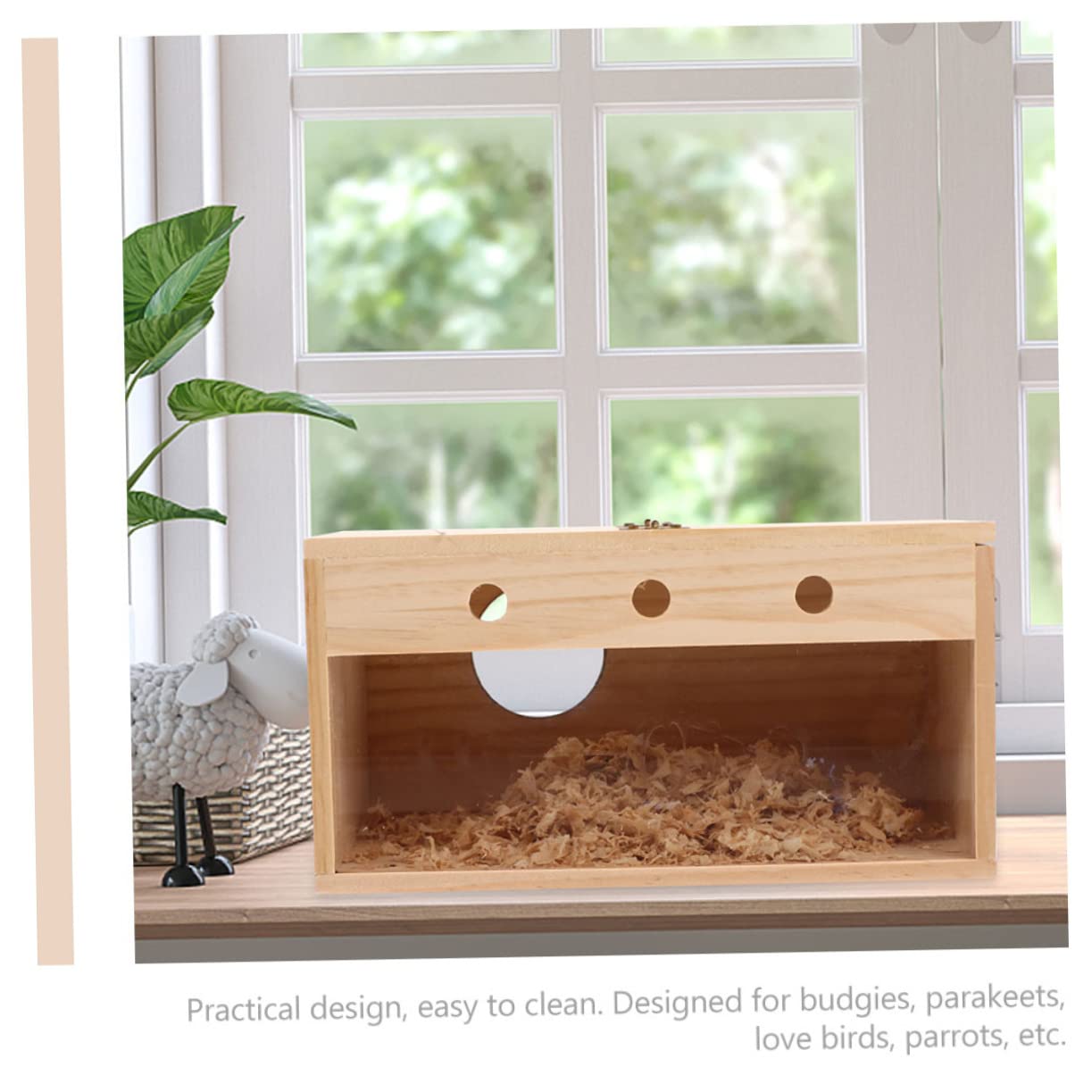 Housoutil Casetta per Uccelli in Legno, Scatola per Allevamento, Beige | Parrocchetti e Cocorite, Design Pratico Rifugio Caldo, Facile da Pulire per Uso Esterno