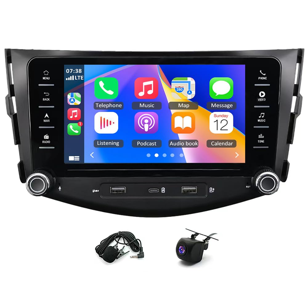 4+64G Android Doppel Din Autoradio für Toyota RAV4 2006-2012 mit Wireless Carplay Android, 7" Touchscreen Android 14 Car Radio GPS Navi Head Unit Bluetooth FM RDS Rückfahrkamera Miror Link