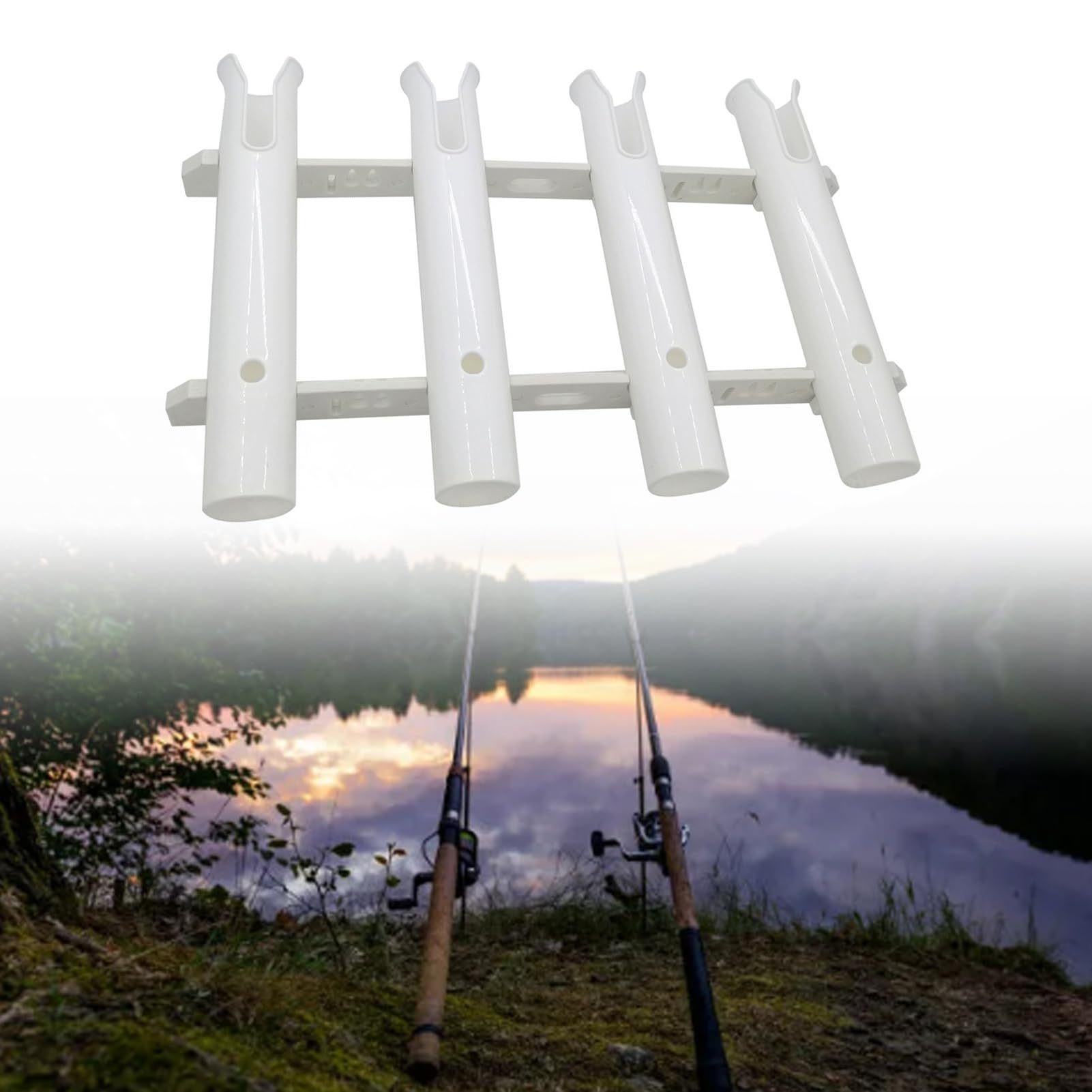 Soporte para Caña de Pescar Vinculado de 4 Tubos, Soporte Marino