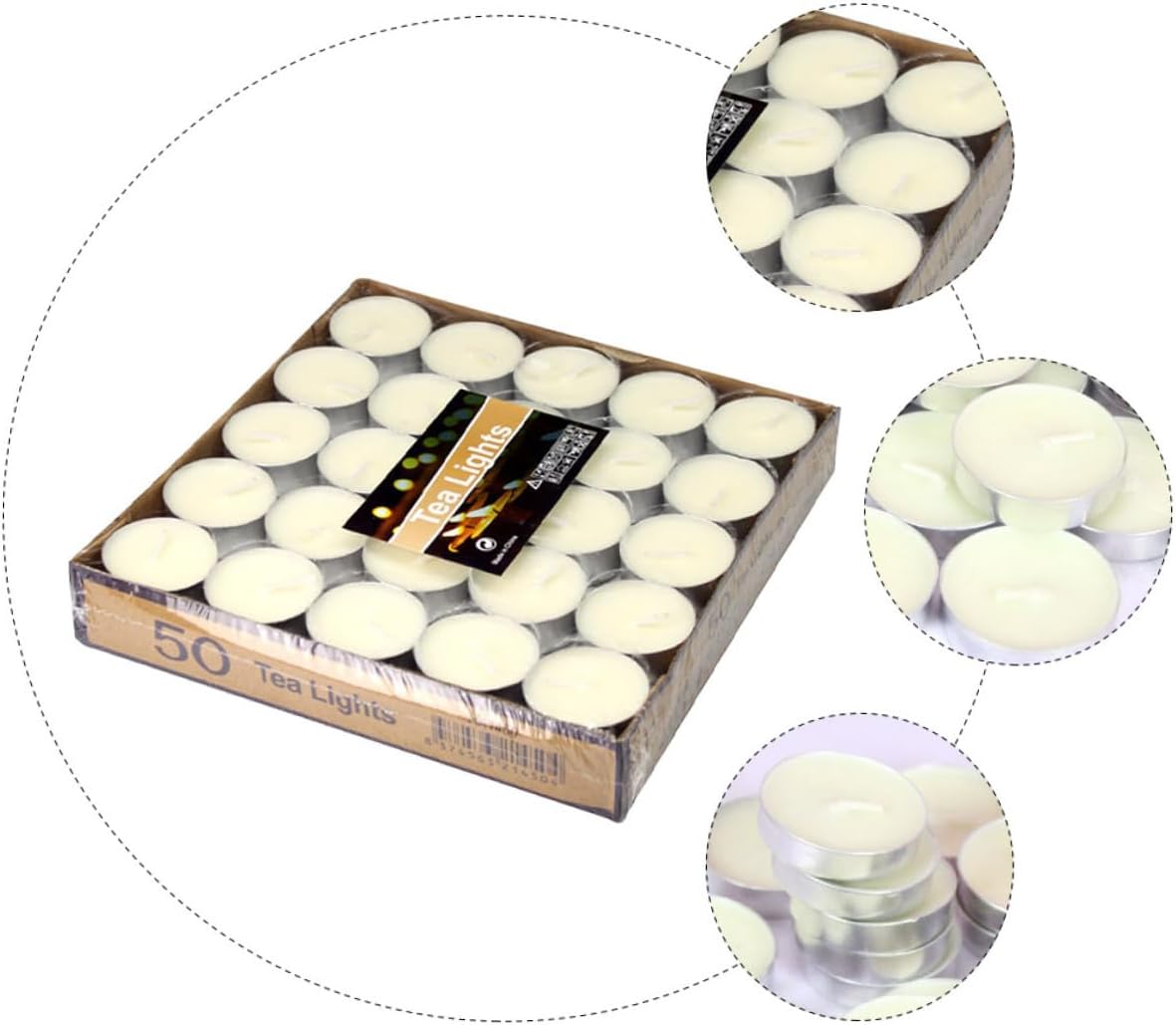 SHINEOFI Romantic 2-Hour Smokeless Tea Light Candles, Unscented White Round Proposal Candles for Wedding, Valentine's Day, and Anniversary Decor, 50pcs