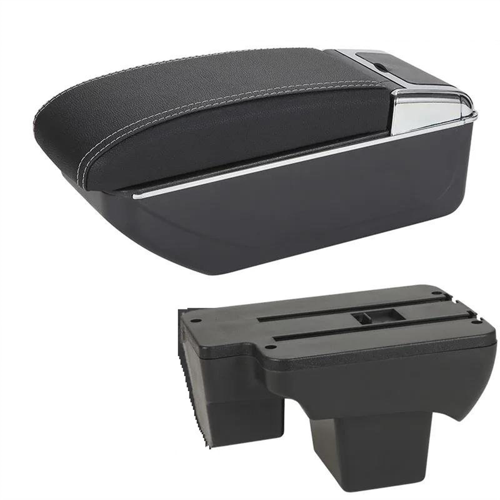 NMJLQW Storage Rack Armrest Box Car Armrest Dedicated Retrofit 2020-2024 Storage Box Retrofit Parts Car Accessories For Polo(D3 Black white NoUSB)