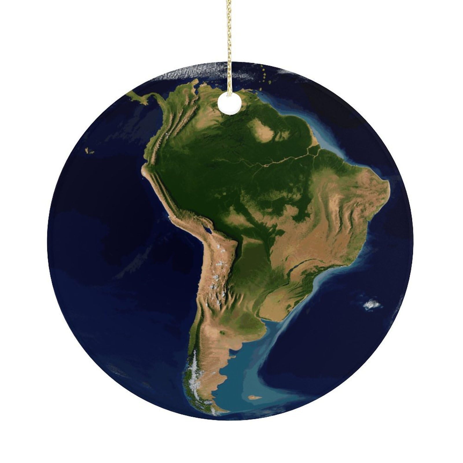 Adfgyerh Women's Style South America Satellite Image Hanging Ceramic Ornaments, Christmas Tree Decorations, Funny Home Decor Gifts For Sisters & Work Best Friends