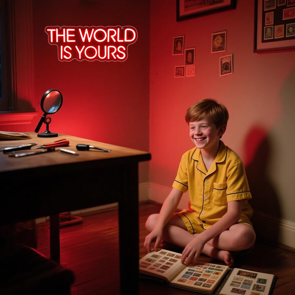 The World is Yours - Insegna al neon rossa dimmerabile a LED per decorazione da parete, sfondo per cinema, camera da letto, club, feste, uomo, regalo per ragazzi, adolescenti, uomini, alimentazione